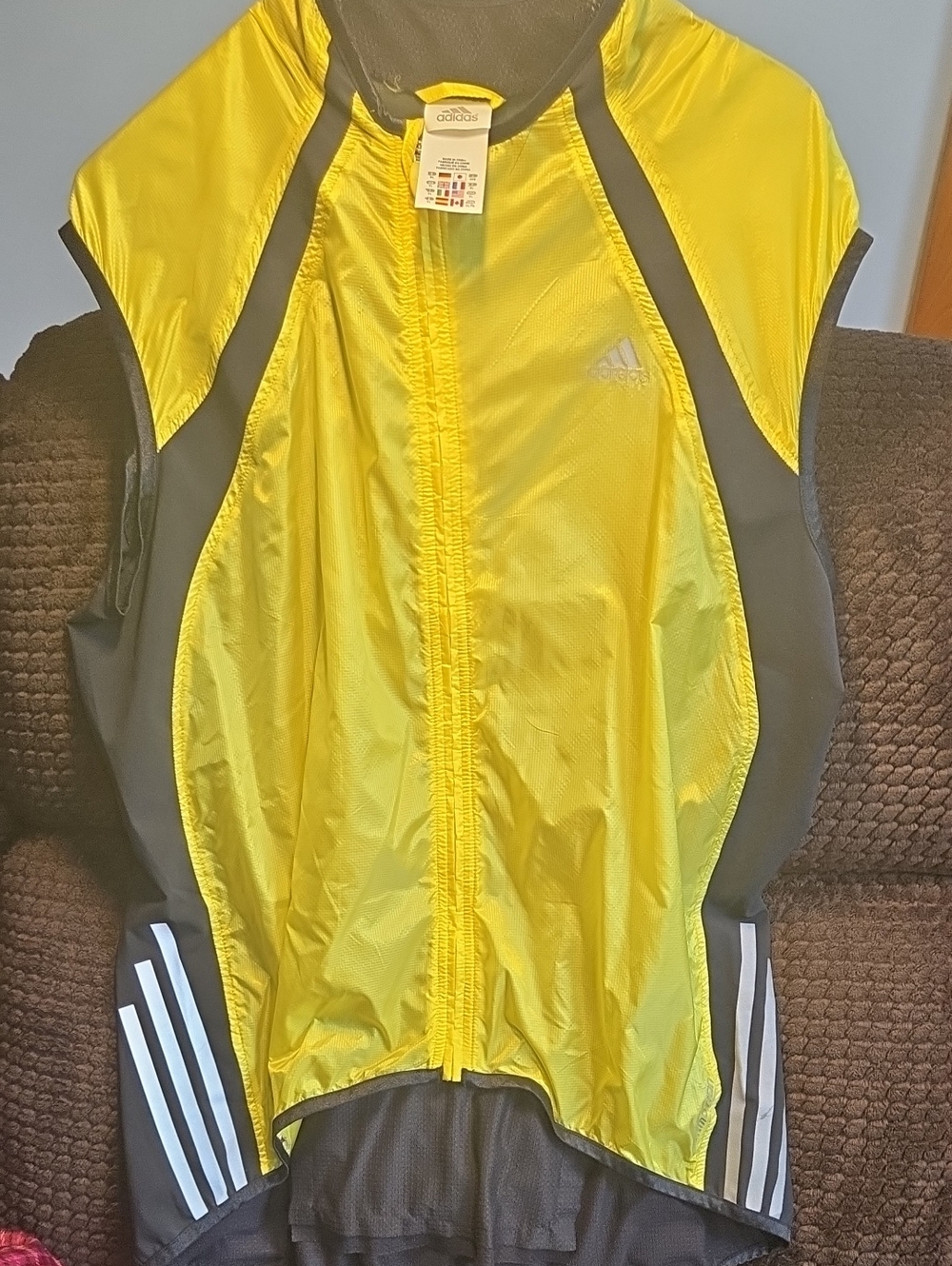 adidas Yellow and Black Running Vest